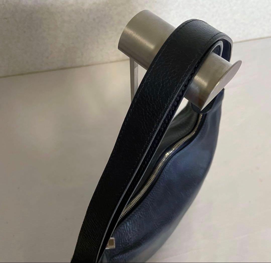 未使用に近い HIROFU ソーロ 2WAY 本革 ショルダーバッグ M 紺