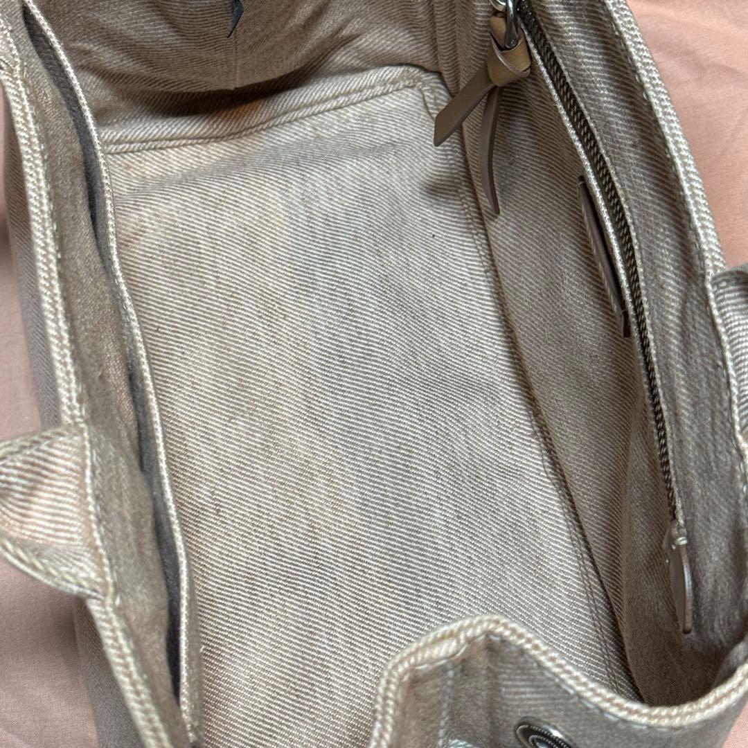 ミュウミュウ miumiu キャンバス トート ハンドバッグ ベージュ バッグ