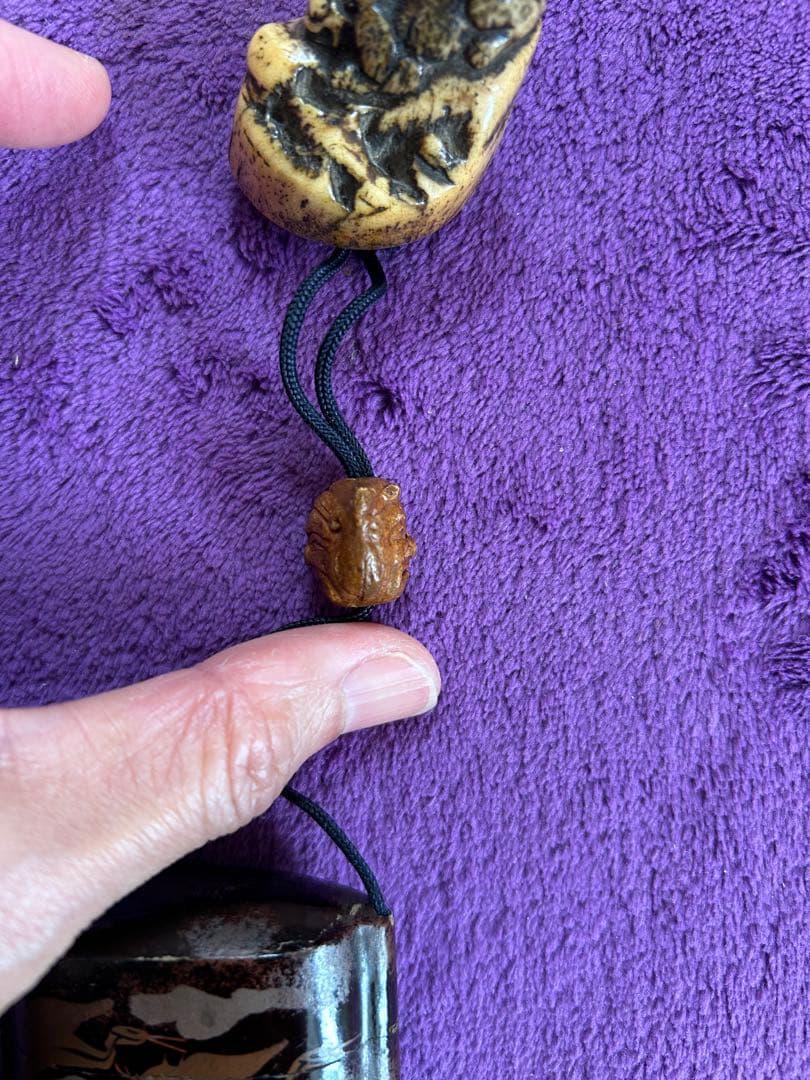 鳥の絵図 印籠 根付 銘有 インテリア 薬入れ 小物入れ アンティーク