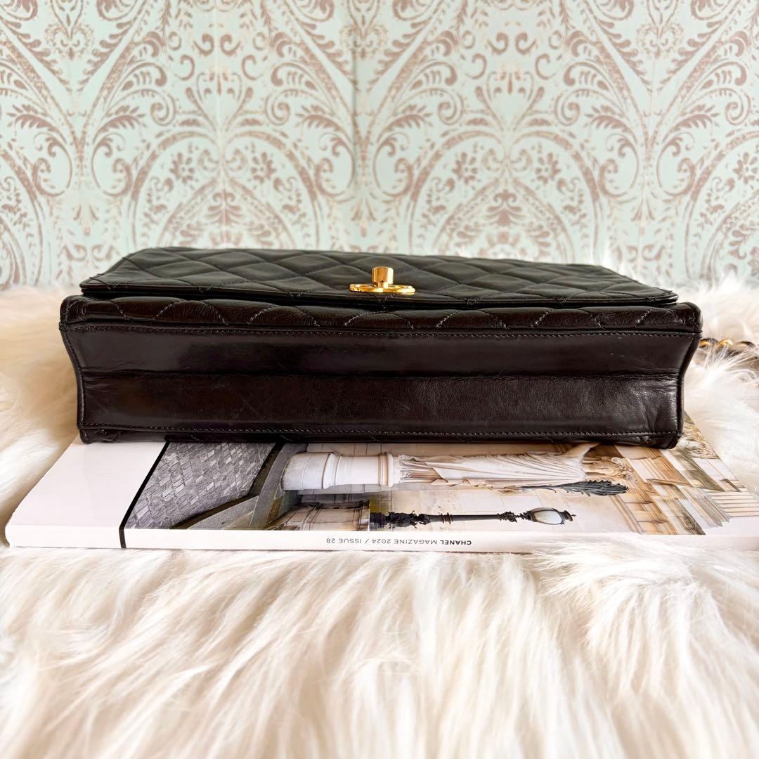 シャネル CHANEL マトラッセ チェーン ショルダーバッグ ラム ブラック