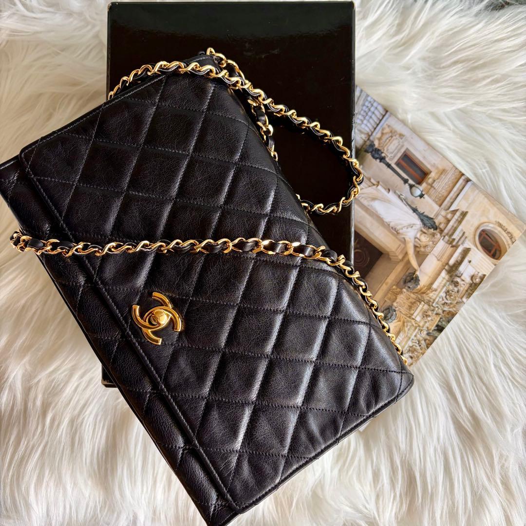 シャネル CHANEL マトラッセ チェーン ショルダーバッグ ラム ブラック