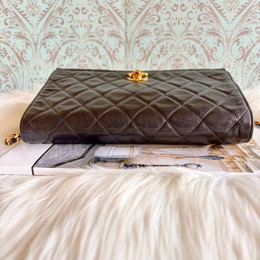 シャネル CHANEL マトラッセ チェーン ショルダーバッグ ラム ブラック