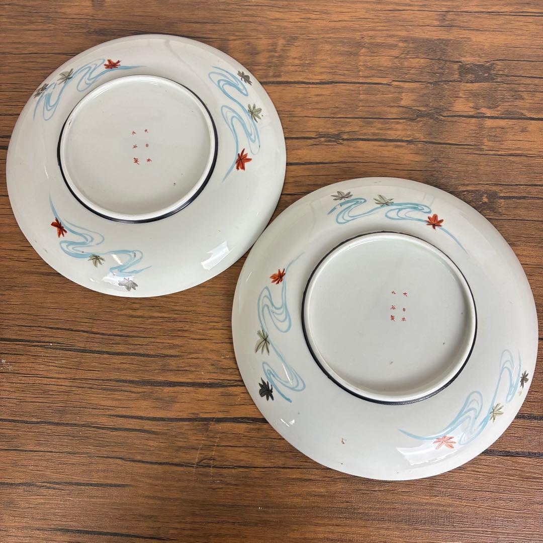 【希少】九谷焼 大正九谷 金彩　小紋　三方割　花鳥図皿 松竹梅色絵皿 中皿