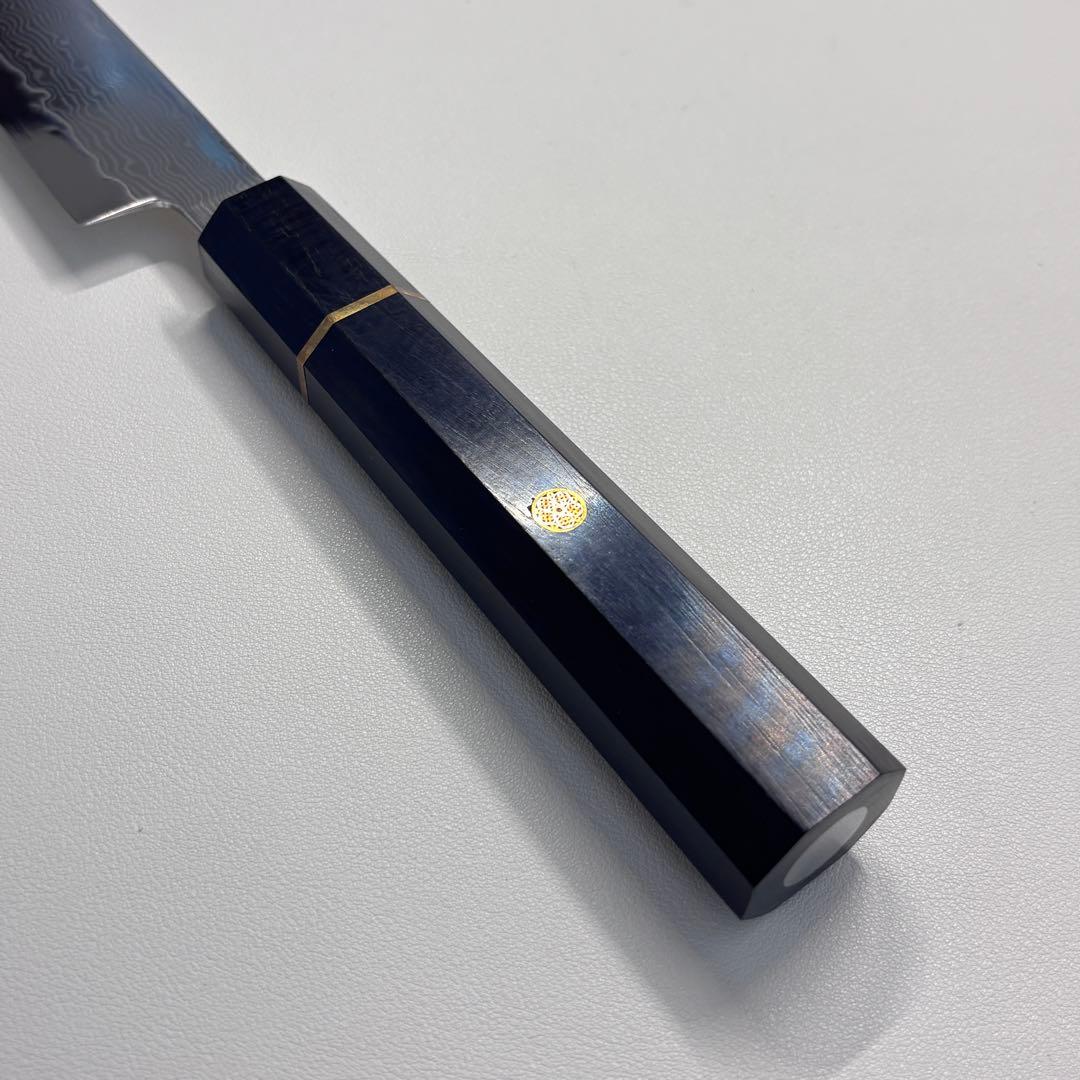 240mm 柳刃包丁 墨流しダマスカス黒檀八角柄　刺身包丁 和包丁︐
