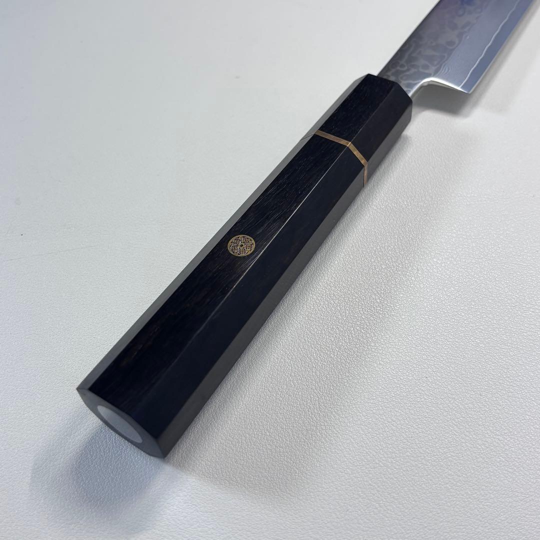 240mm 柳刃包丁 墨流しダマスカス黒檀八角柄　刺身包丁 和包丁︐
