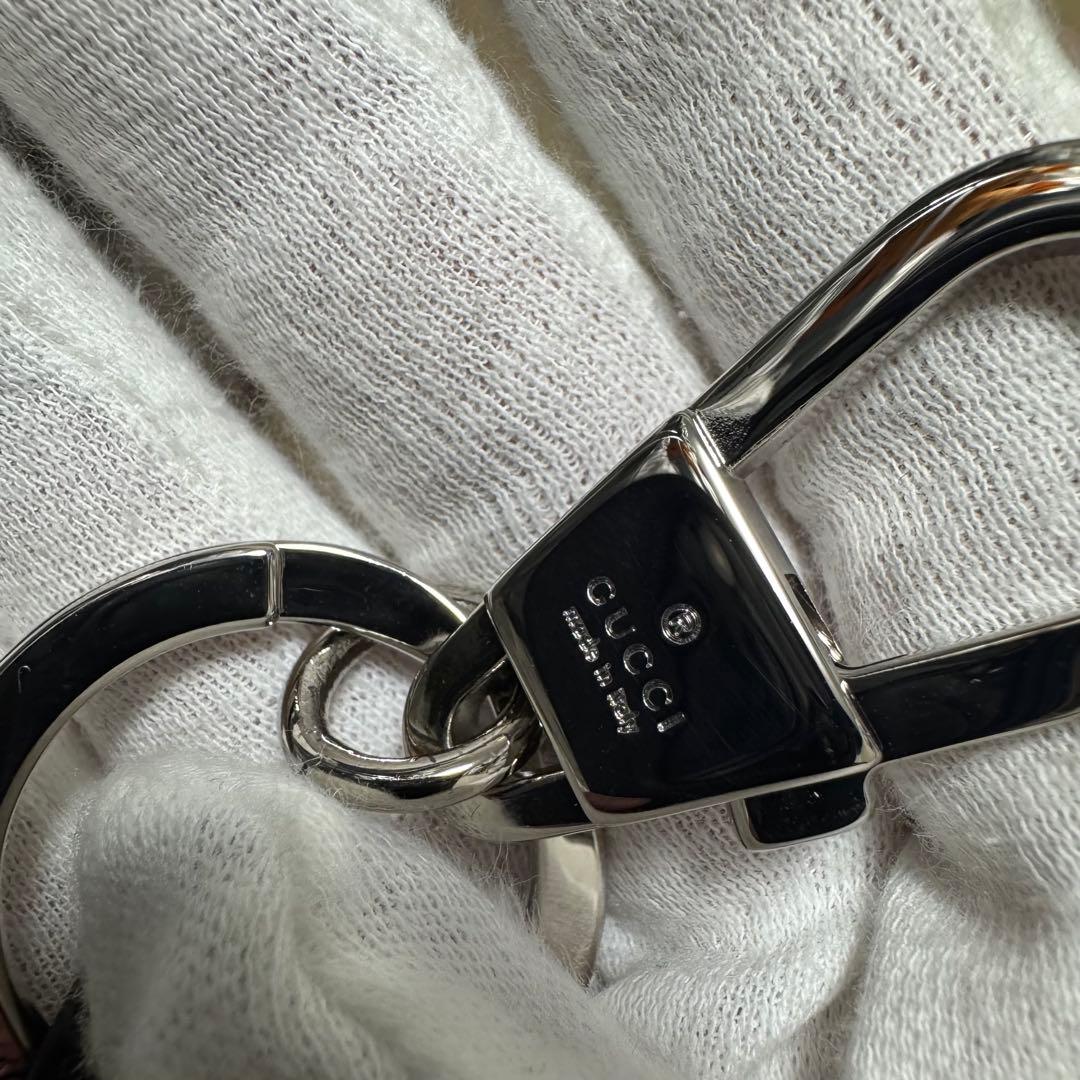 【新品同様】グッチ GUCCI キーリング シマ　GG レザー ブラック　黒