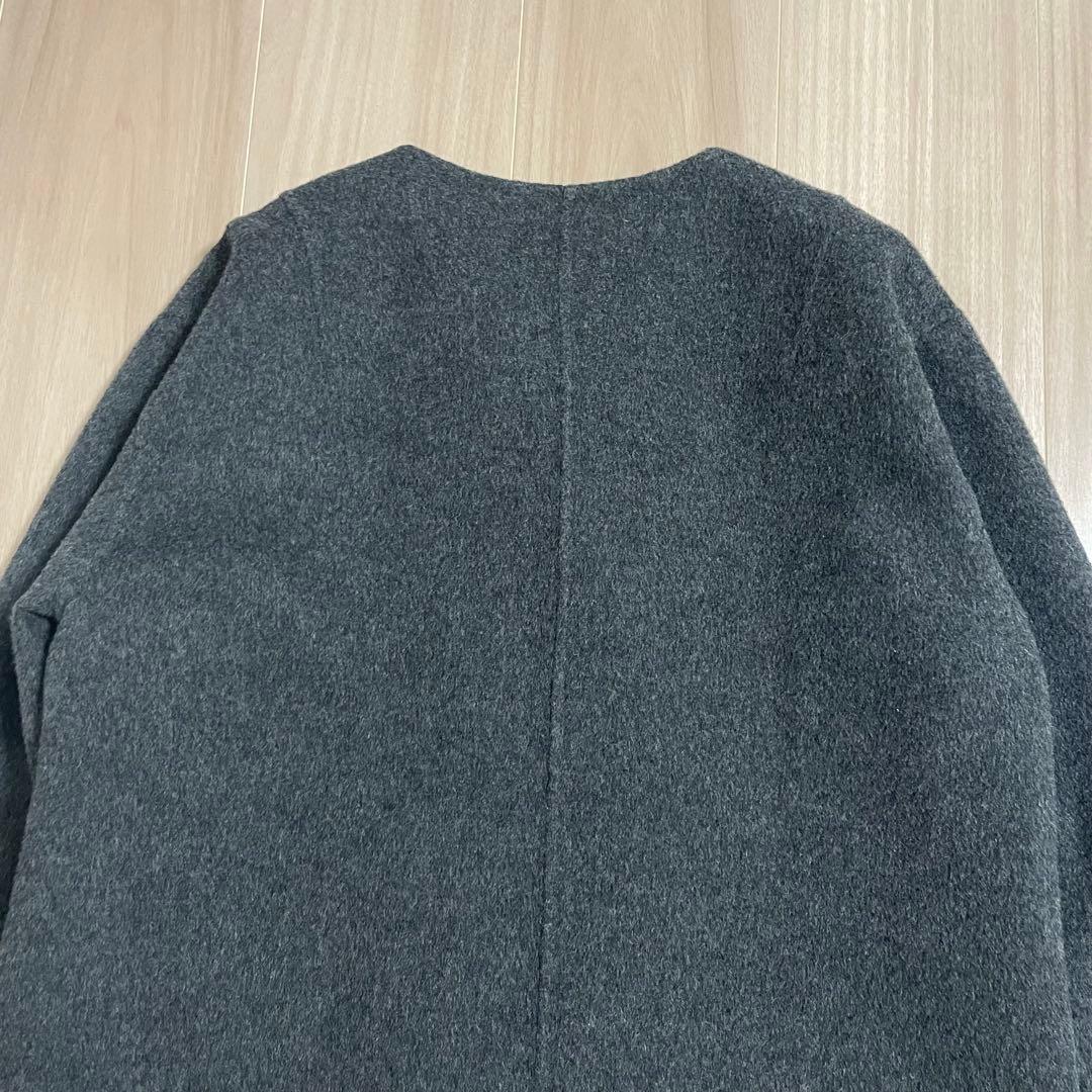【美品】セオリーリュクス　ダブルフェイス　リバーコートノーカラー　カシミヤ混38
