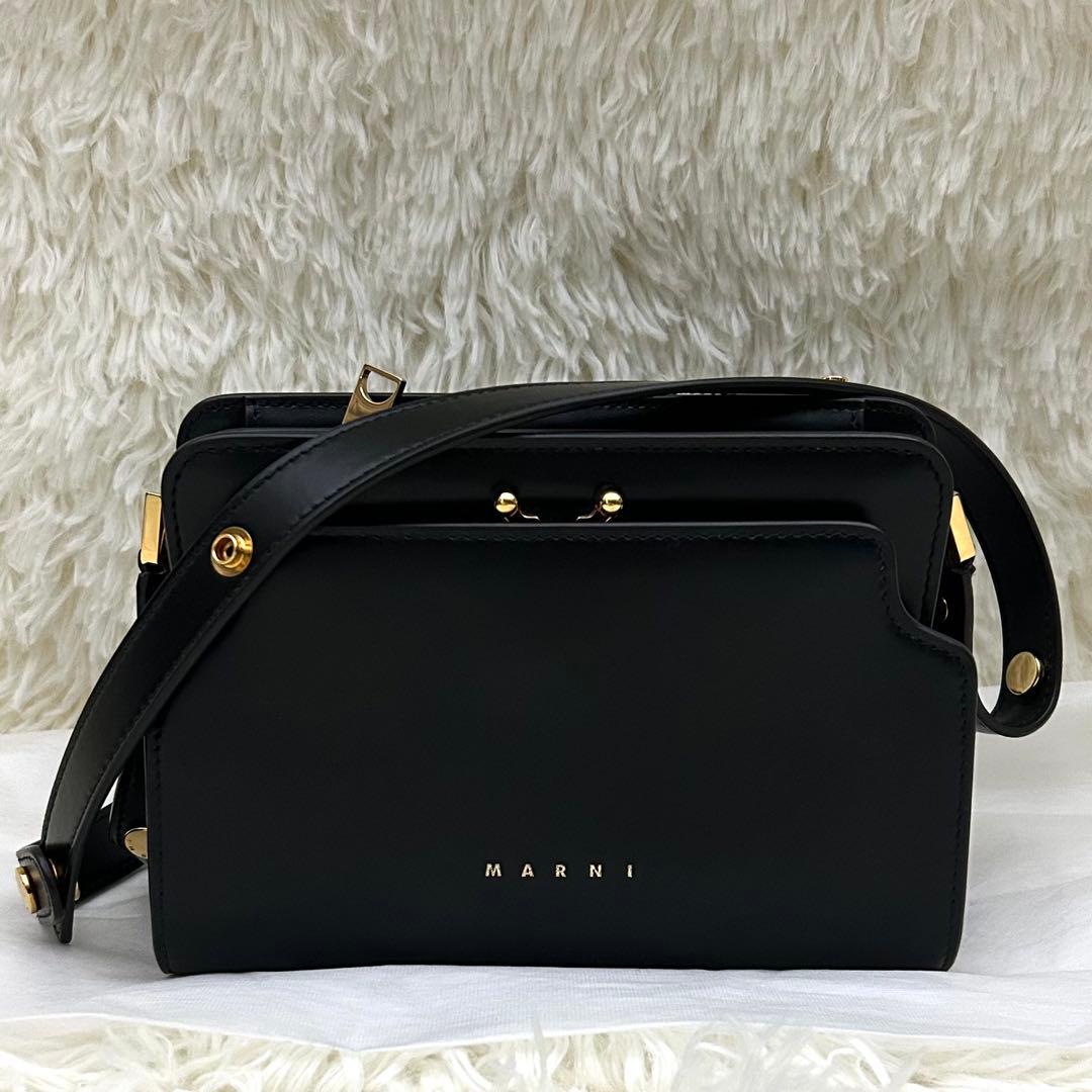 【未使用級】MARNI ナッパ カーフスキン バッグ 2way 定番 ブラック