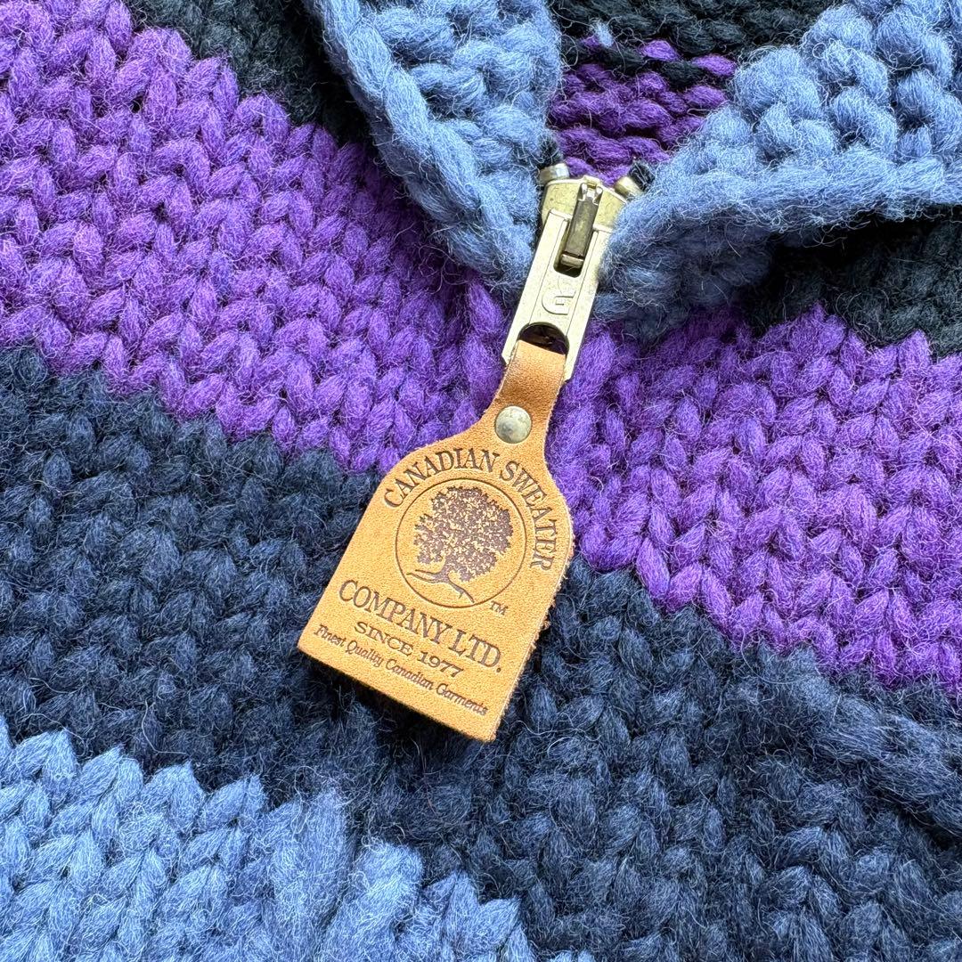 カナディアンセーター カウチンセーター ニット ボーダー柄 ジップアップ ウール