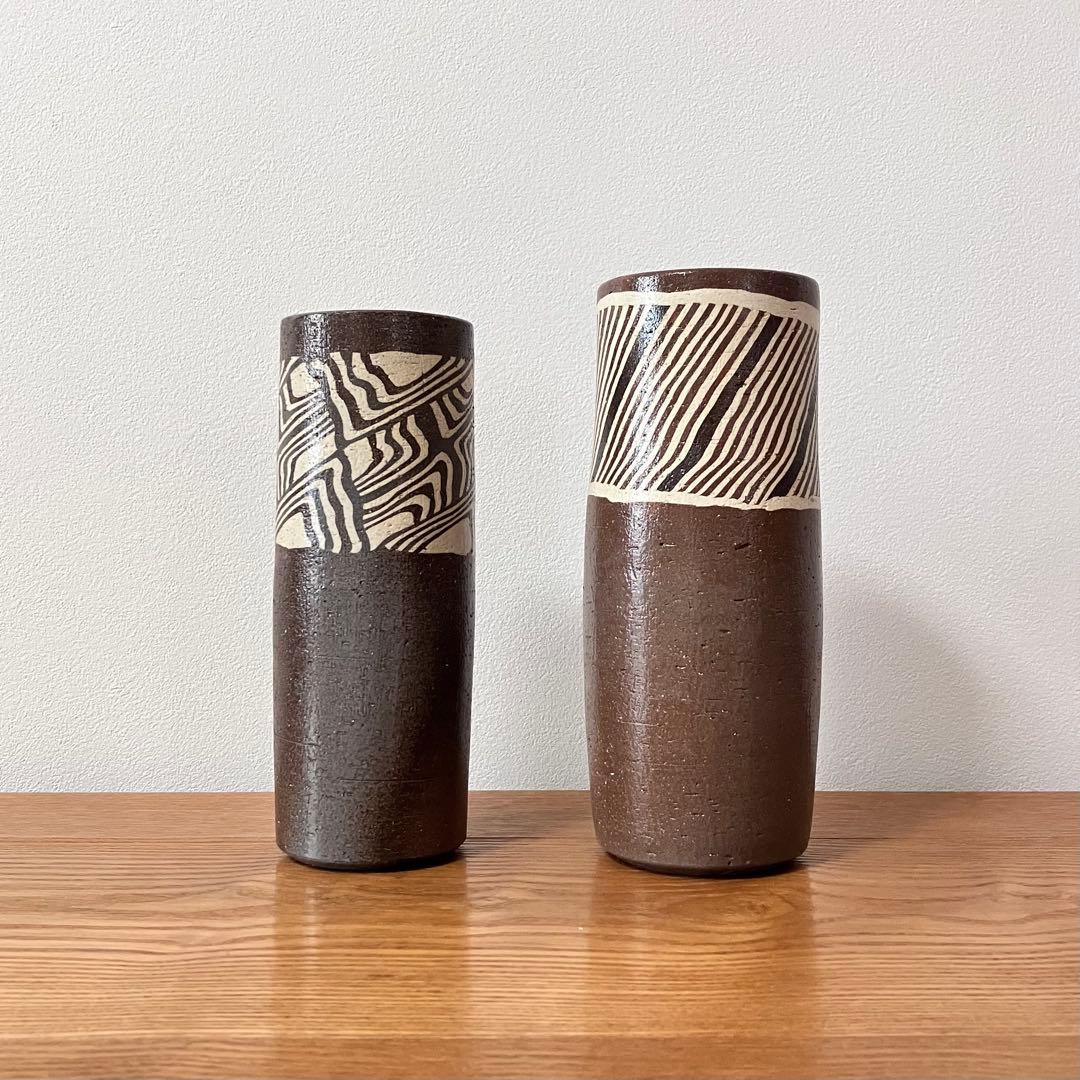 水野双鶴　水野達蔵　練込　花瓶　陶芸品