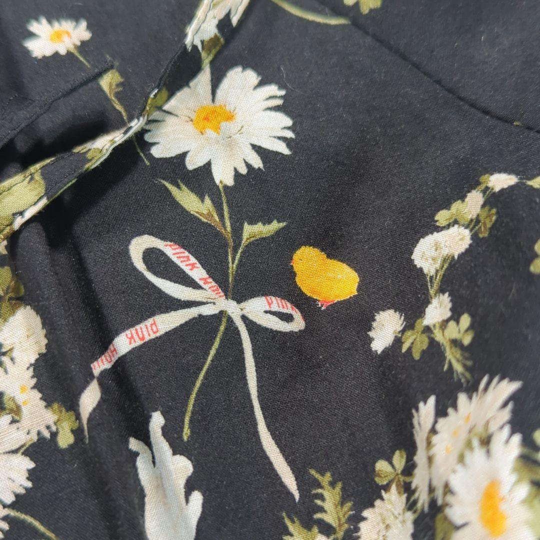 ピンクハウス　マーガレットリース柄　ワンピースドレス　フリル　ひよこ　ミディ丈