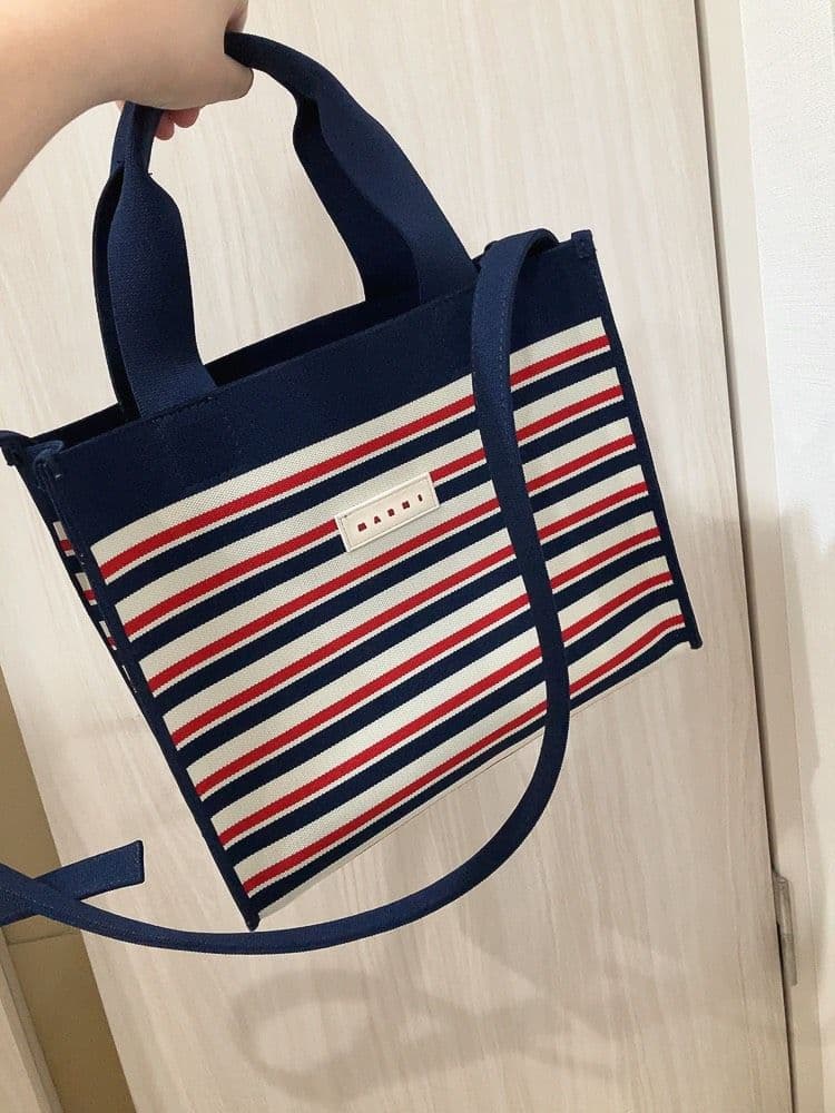 美品　MARNI マルニ　ジャガード　ボーダー　ハンドトートショルダーバッグ