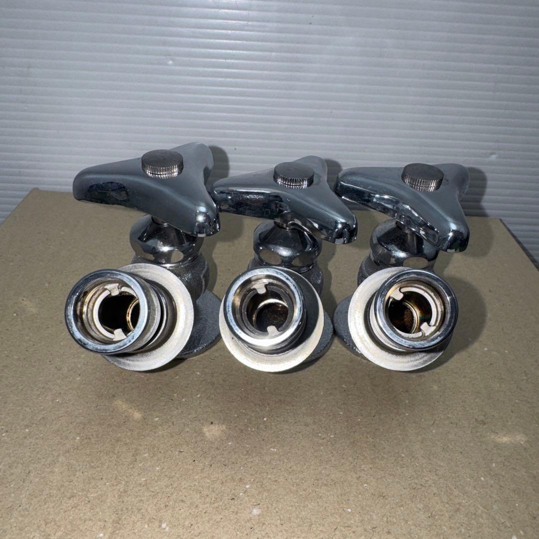 金属製シルバー蛇口 L字型散水用バルブ 3個セット［2265］