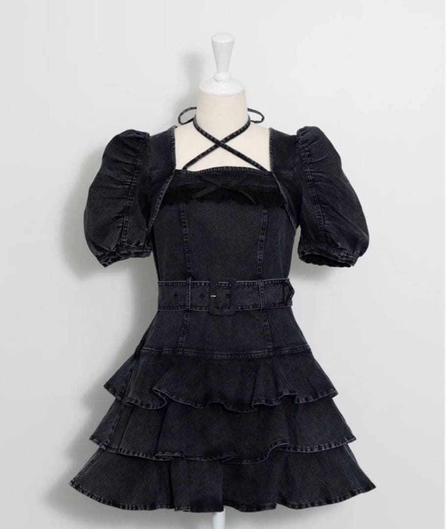 pium ティアードフリルミニワンピース ブラック