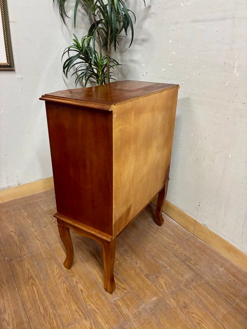 管452☆イタリア製☆アンティーク☆象嵌細工☆猫脚☆3段チェスト