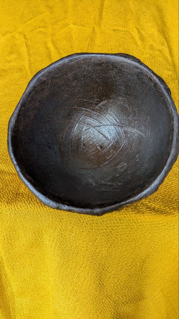 漆石器、茶碗、石茶碗、自然石茶碗、安山岩茶碗、倉田辰彦作、石の器、日本人彫刻