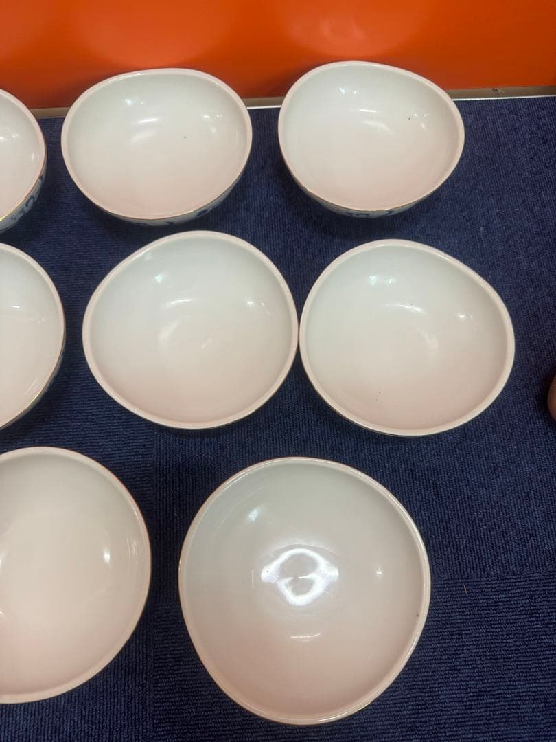 1699 深川製磁　花柄中鉢　8客　16cm 金彩