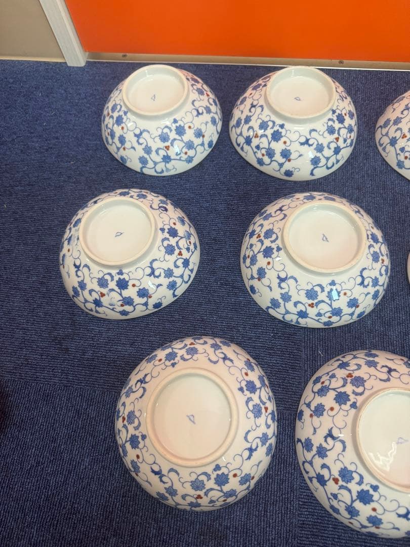 1699 深川製磁　花柄中鉢　8客　16cm 金彩