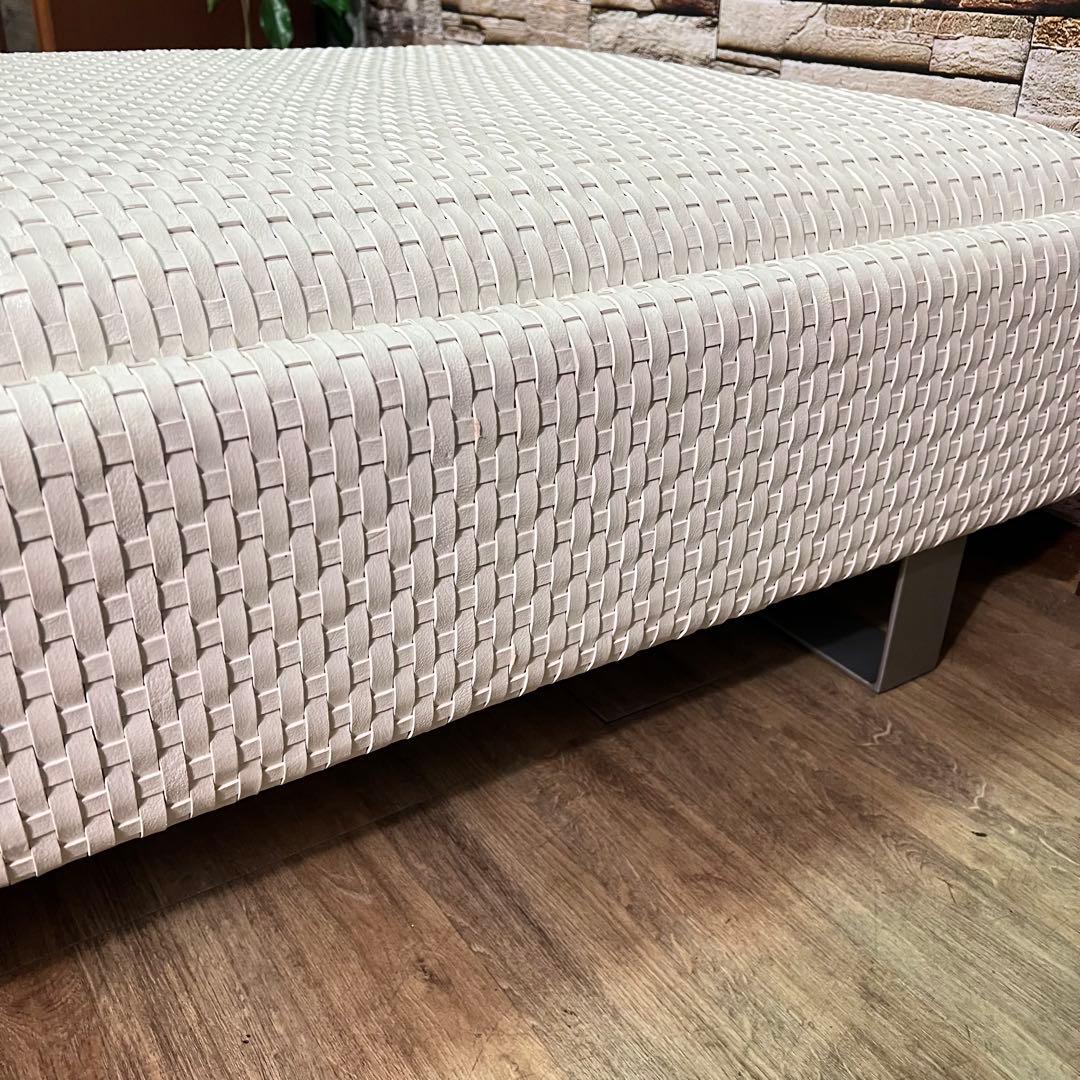 ꧁ROCKSTONE꧂ 楽風庵 ベンチ 岩倉榮利 2人掛け 牛革レザー ホワイト