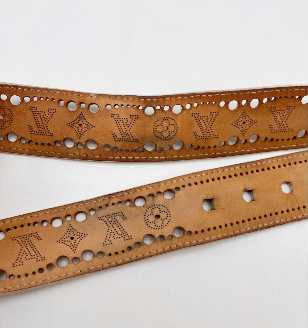 ルイヴィトン サンチュール フェニックス ベルト パンチング 85/34 白系