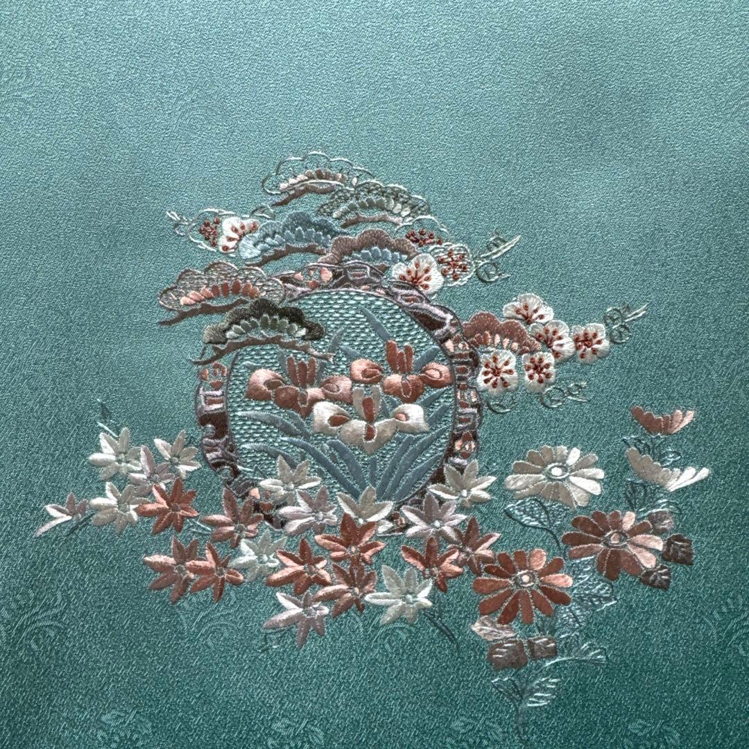 付け下げ訪問着　刺繍　美品　綸子　身丈156 ロ-6