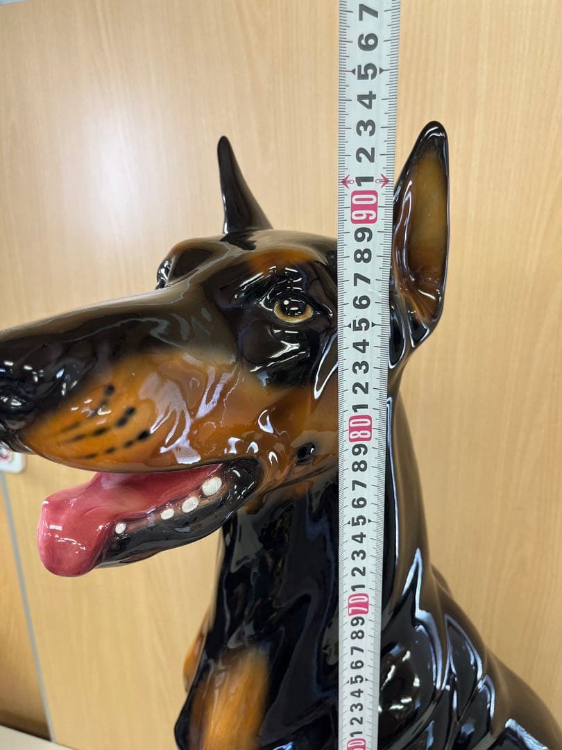 G7 ドーベルマン 犬 陶器 置物 アンティーク イタリア製 約95cm