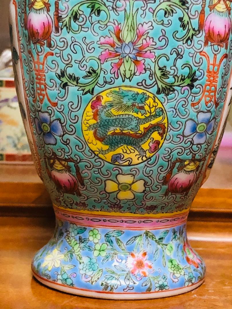 大清光緒年製銘　中国粉彩陶器