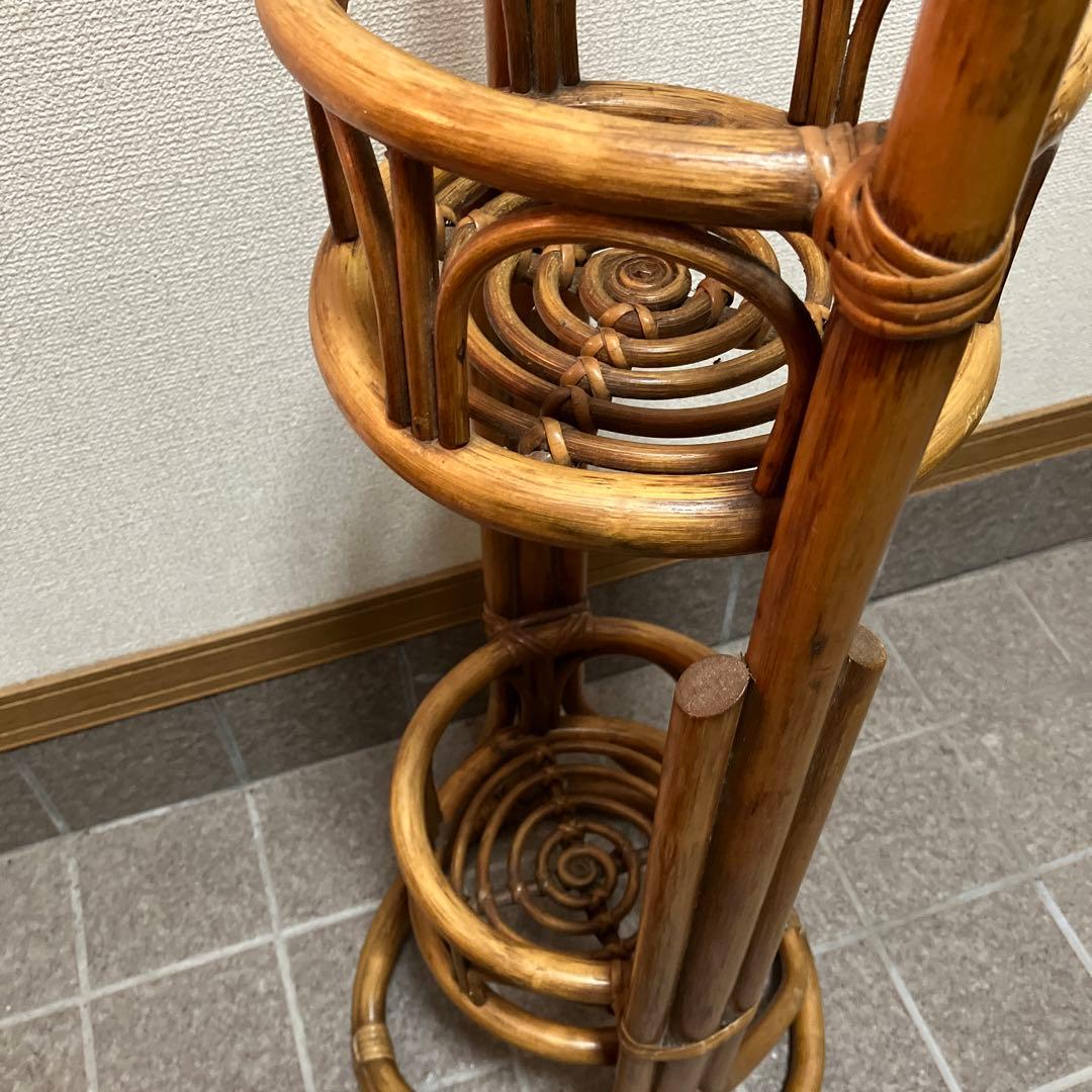 ラタン　藤家具　2段　フラワースタンド　鉢カバー
