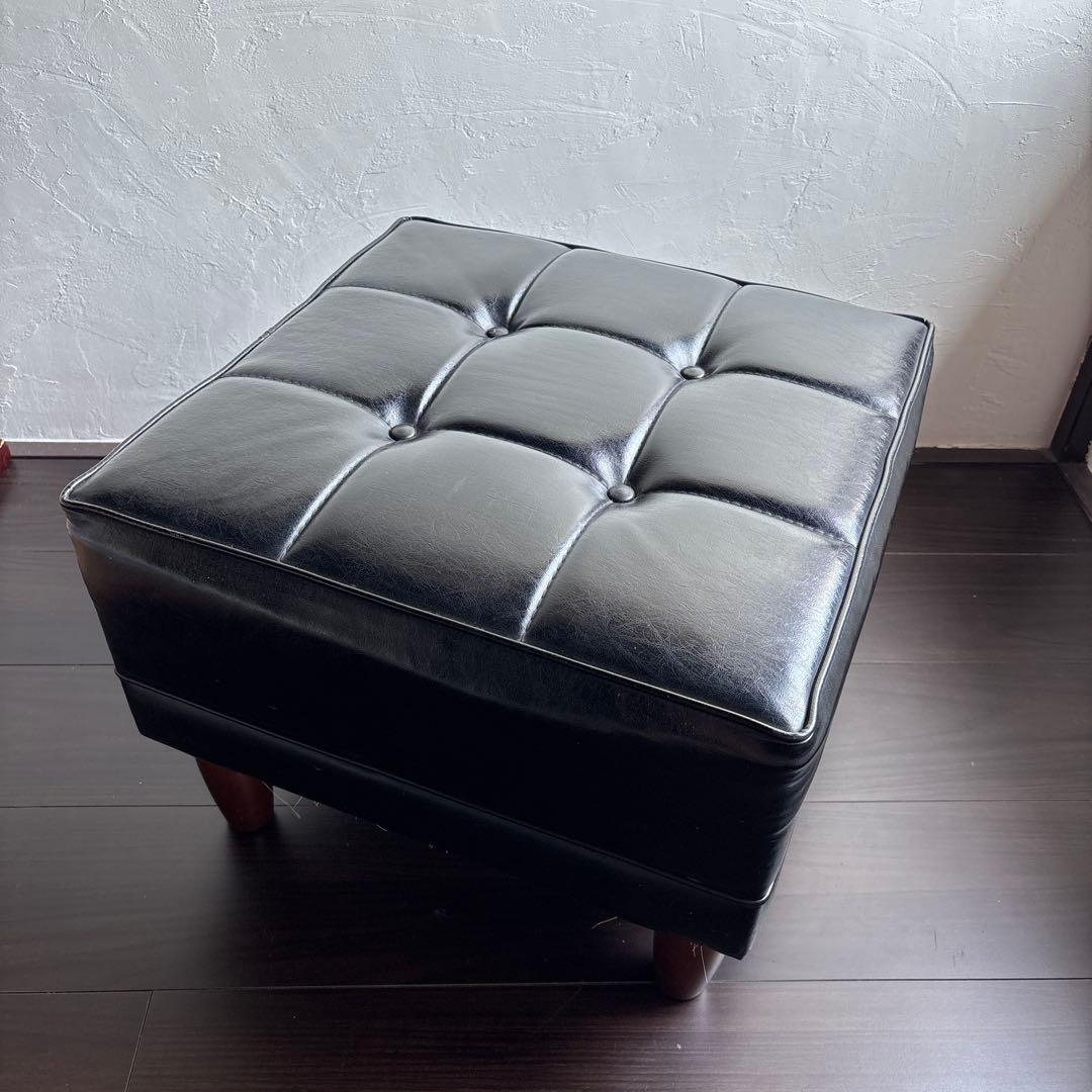 オールド カリモク オットマン スツール スタンダード ブラック ヴィンテージ②