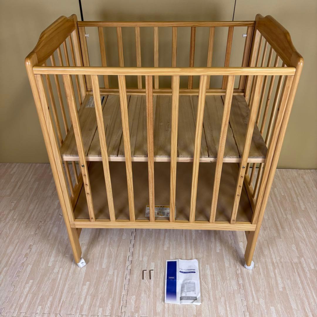 ☆除菌清掃済☆　☆綺麗☆　カトージ　ハイシートミニベッド　ナチュラル　すのこ床板