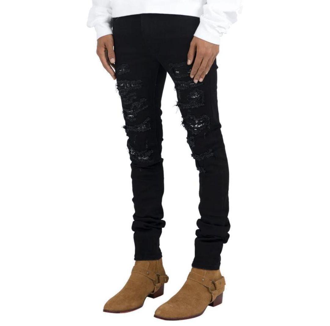 パンツ mnml X165 Paisley Stretch Denim Black