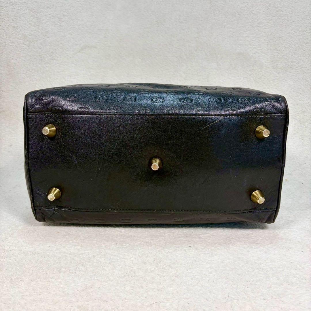 【美品✨】ヴァレンティノ　ミニボストンバッグ　ハンドバッグ　総柄　レザー　黒