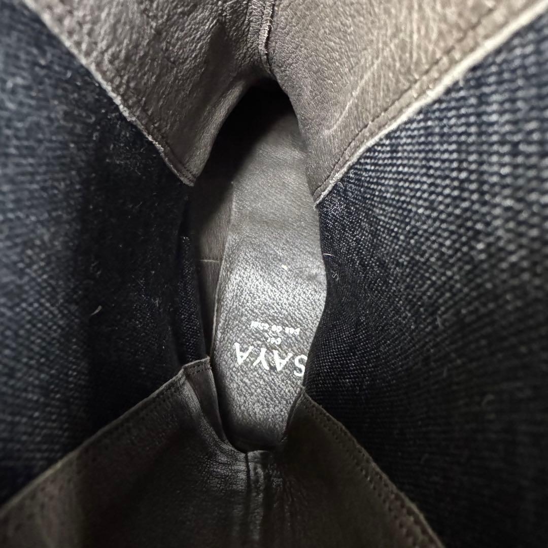 【美品】SAYA サイドゴアブーツ タンクソール ブラウン レザー 24.5cm