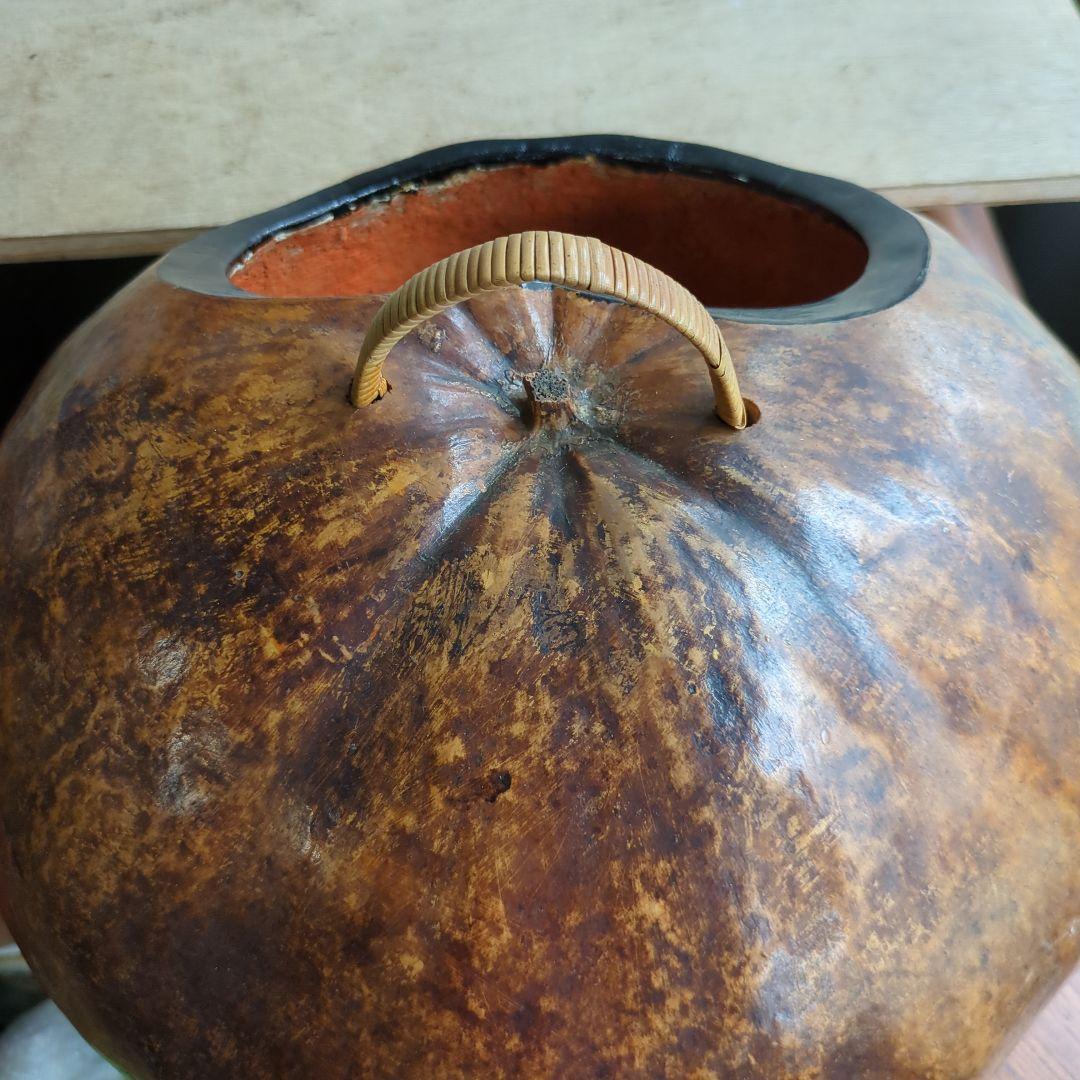 骨董 瓢炭斗 ふくべ細工 炭入れ 炭斗 木製 茶道具茶道 お点前 炭