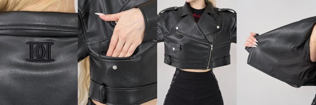 ダーリッチ darich ドロップショートライダースジャケット ブラック BLK