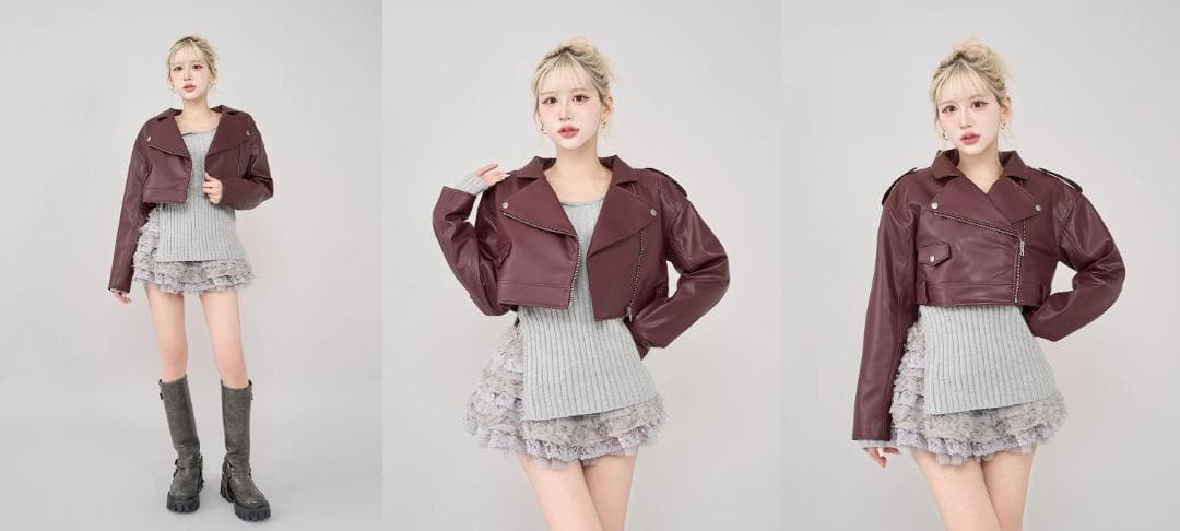 ダーリッチ darich ドロップショートライダースジャケット ブラック BLK