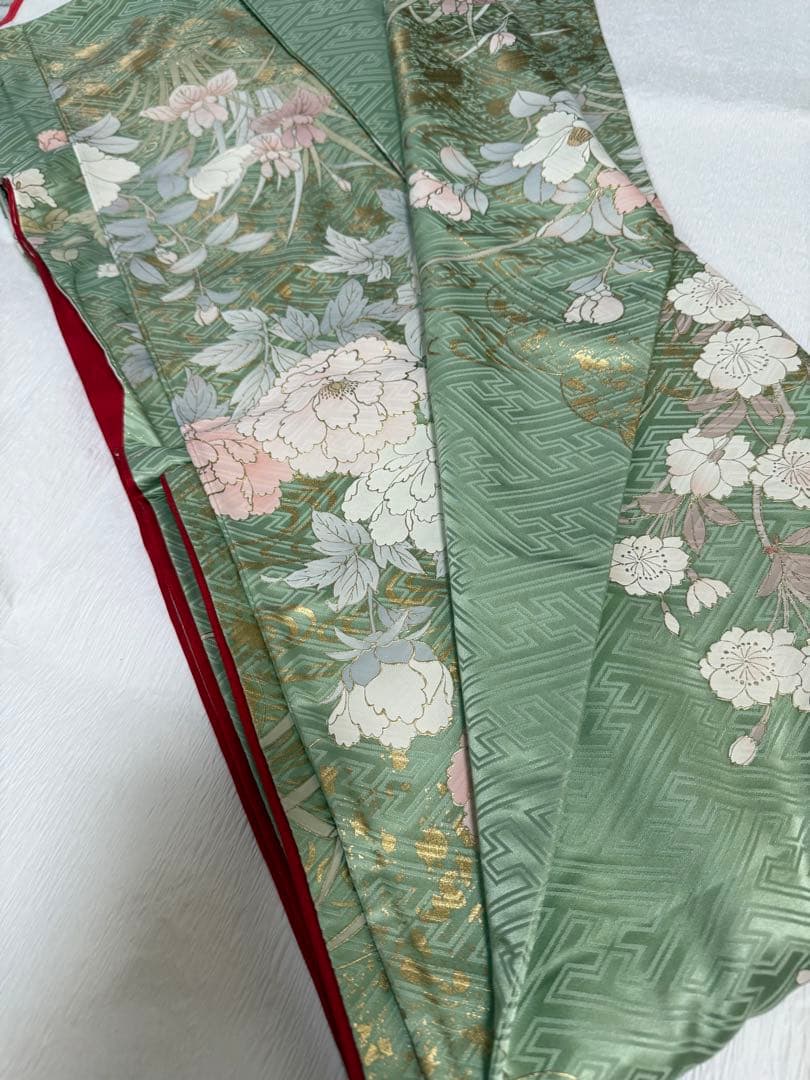 振袖No.10【身長150㎝〜160㎝の方向け】振袖単品　正絹　くすみカラー