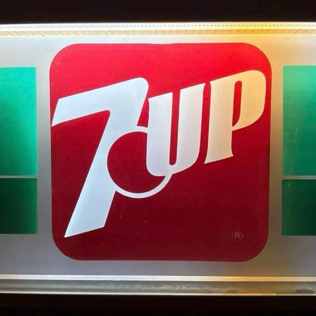 84年　セブンアップ　ライトアップ　クロック　看板　ネオンサイン　デッドストック