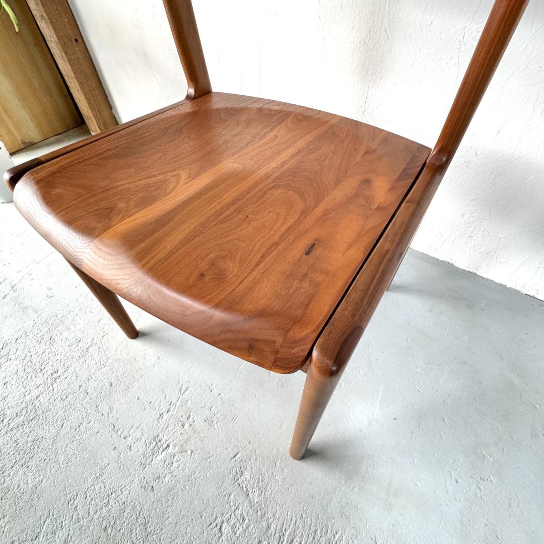 美品 ナガノインテリア DC354-1WU ウォールナット アームチェア 板座