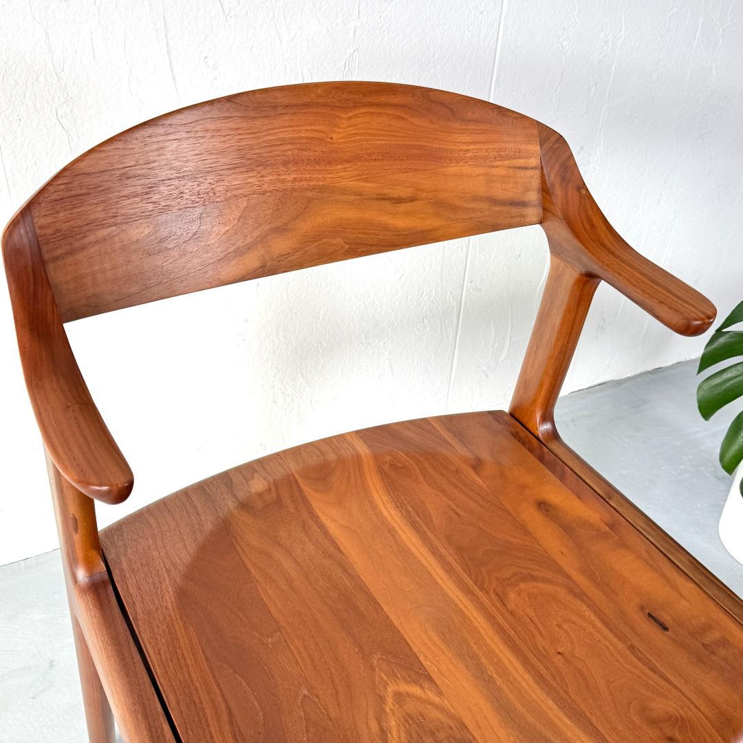 美品 ナガノインテリア DC354-1WU ウォールナット アームチェア 板座