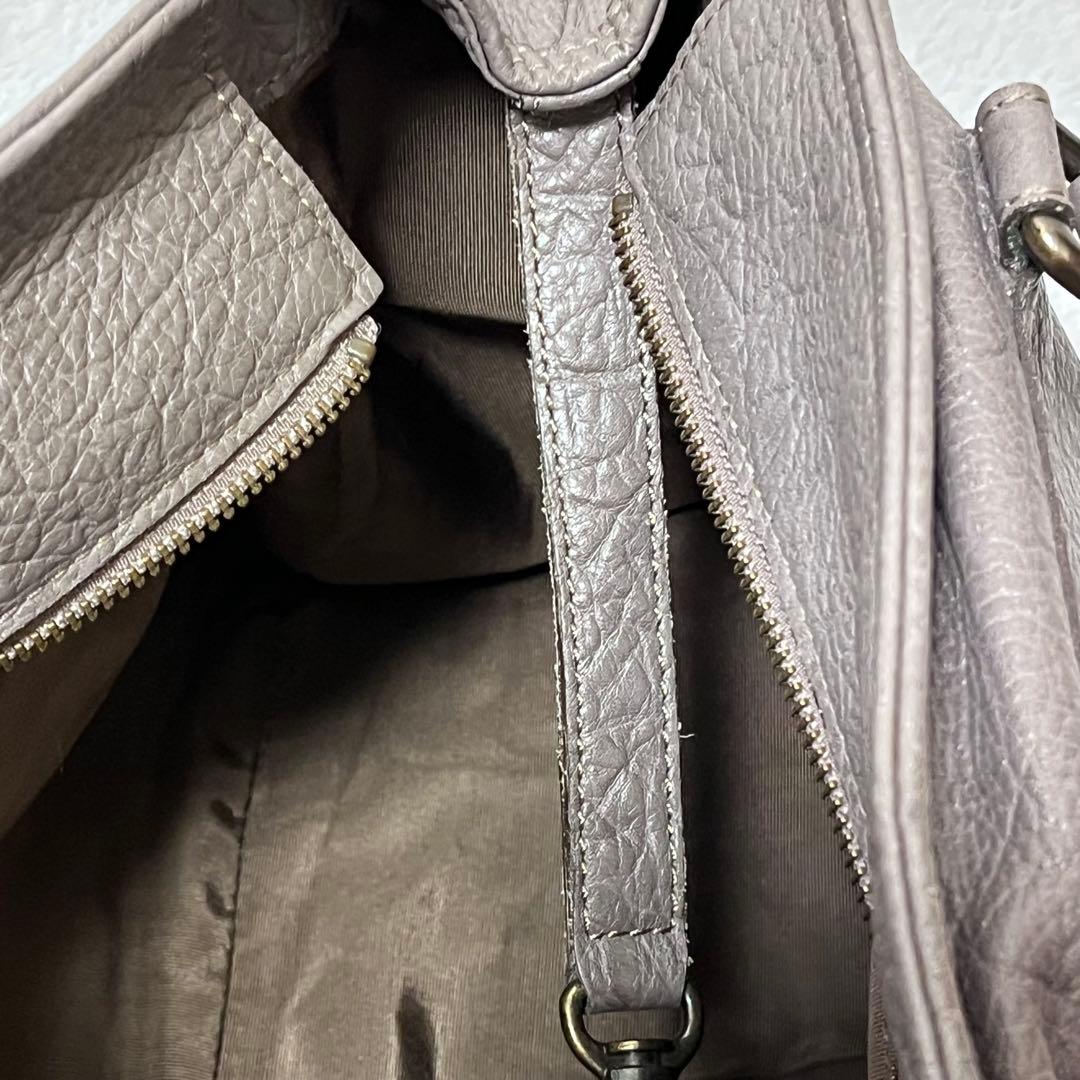 人気✨バーバリー ブルーレーベル ハンドバッグ シボ革 レザートート グレー