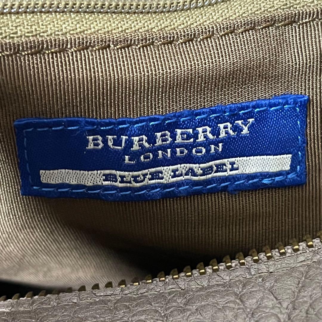 人気✨バーバリー ブルーレーベル ハンドバッグ シボ革 レザートート グレー