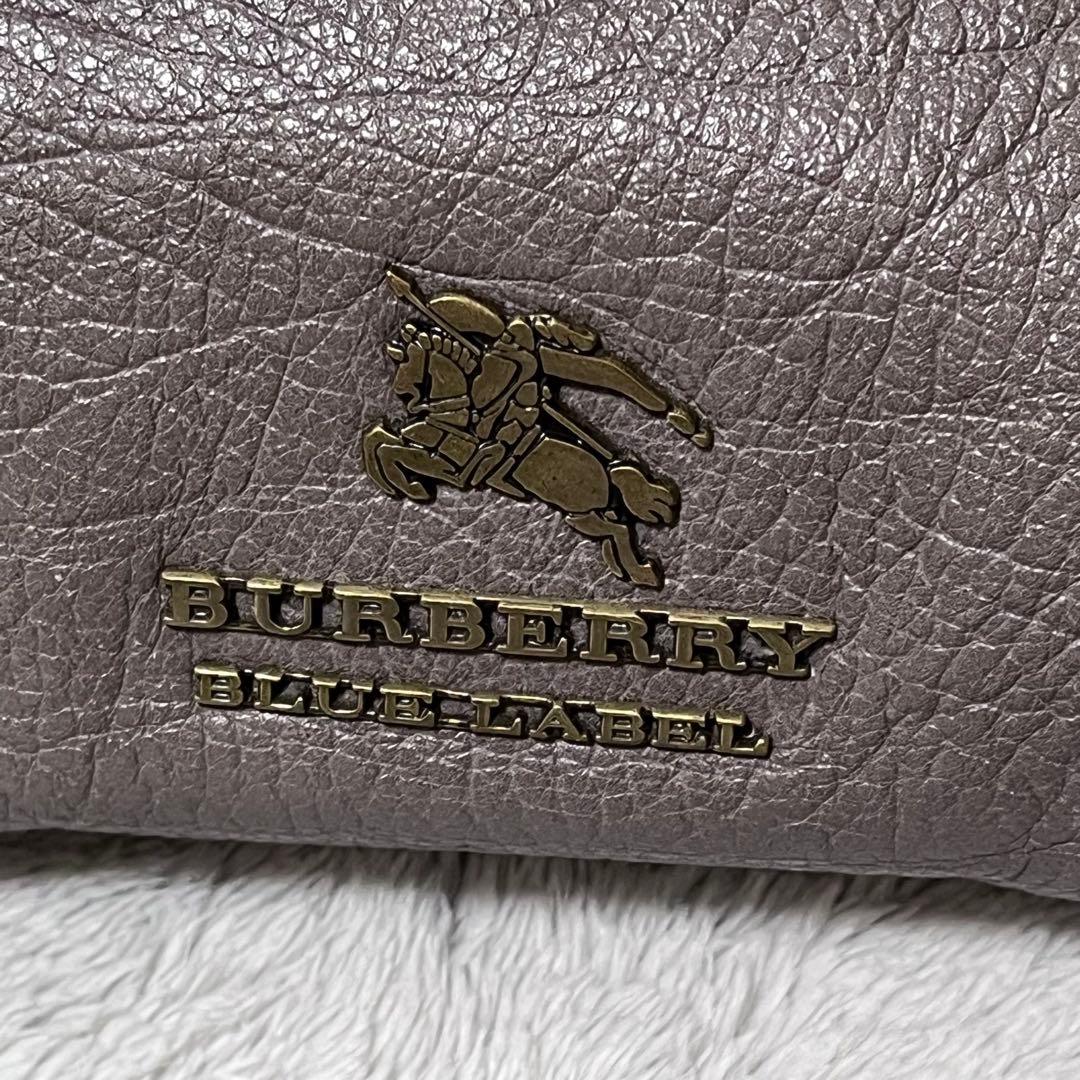 人気✨バーバリー ブルーレーベル ハンドバッグ シボ革 レザートート グレー