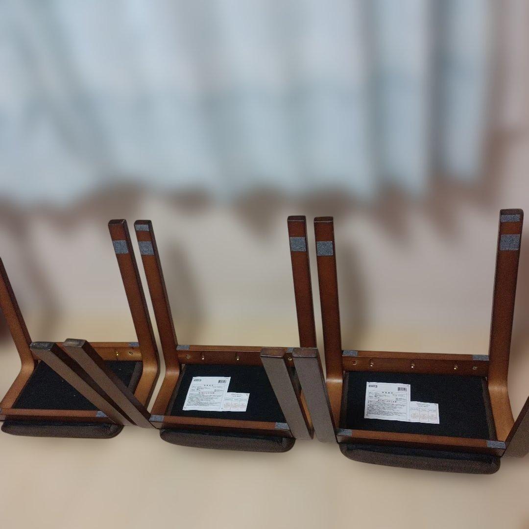 ニトリ　NITORI 木製スツール　リューク　布張り　ブラウン　３脚セット