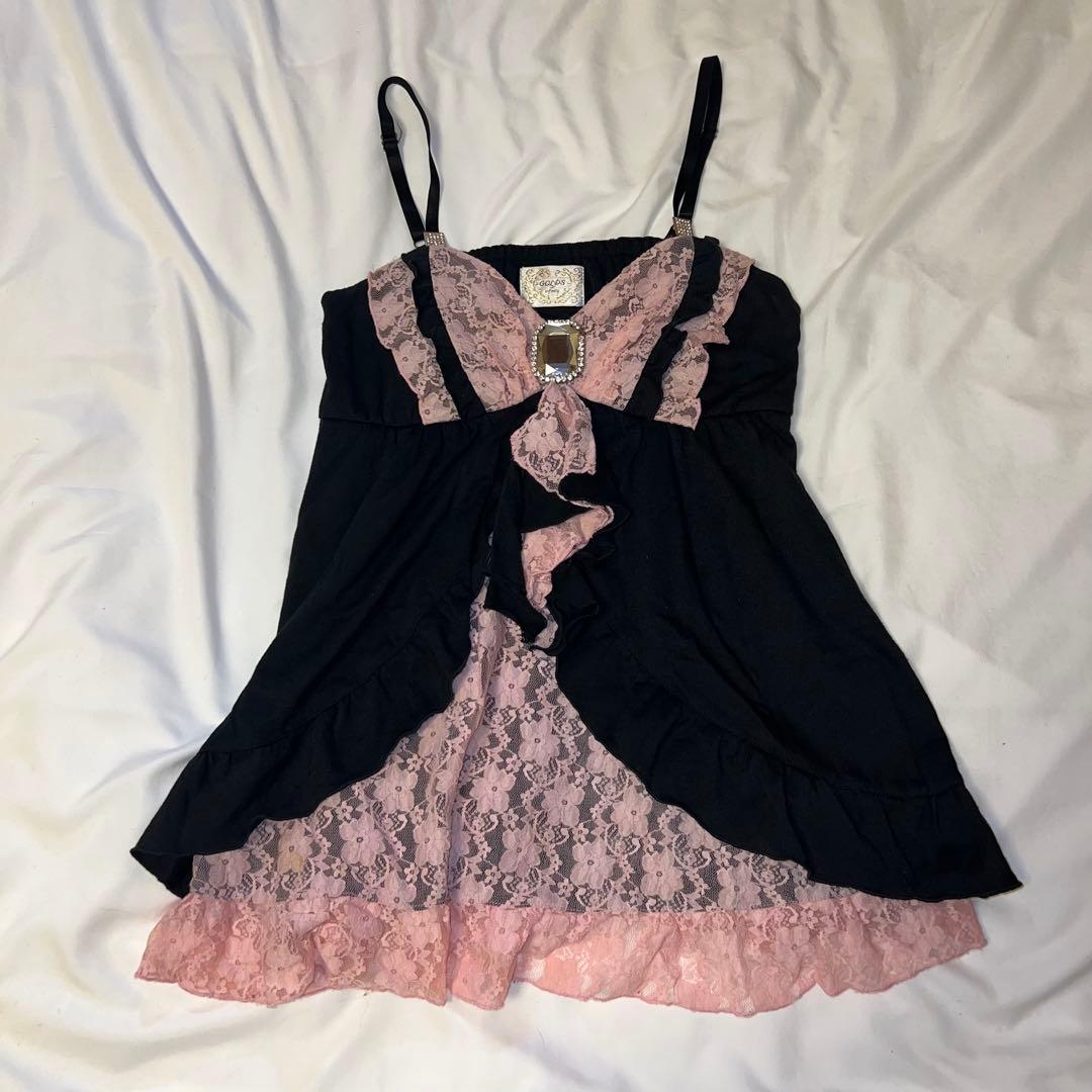 GOLDS∞infinity 黒ピンク キャミソール