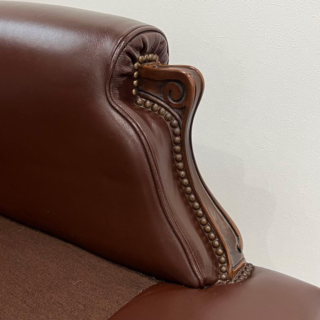 廃盤希少品 karimoku domani ルイXV ソファ レザー3人掛け