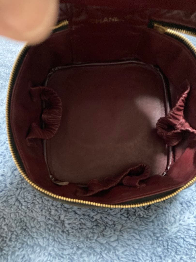 ビンテージ　シャネル　バニティ　ブラウンレザー キルティングバッグ