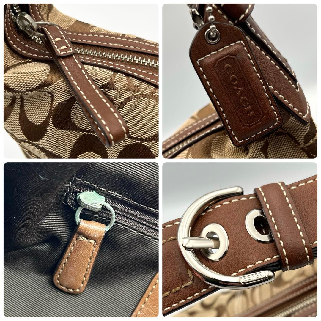 美品✨ コーチ スモールホーボー シグネチャー ワンショルダーバッグ ベージュ