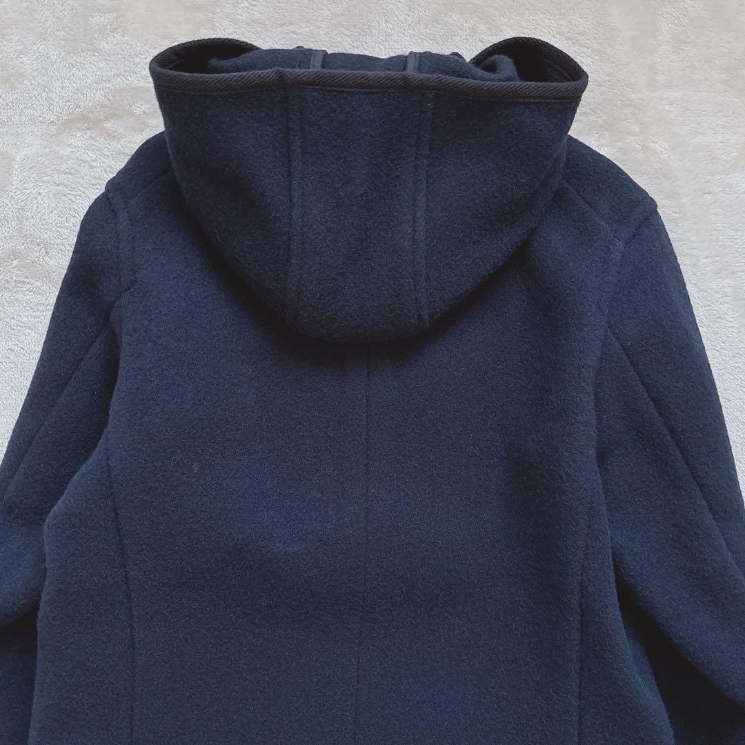 【極美品】DANTON フード付きウールコート くるみボタン 38 ネイビー L