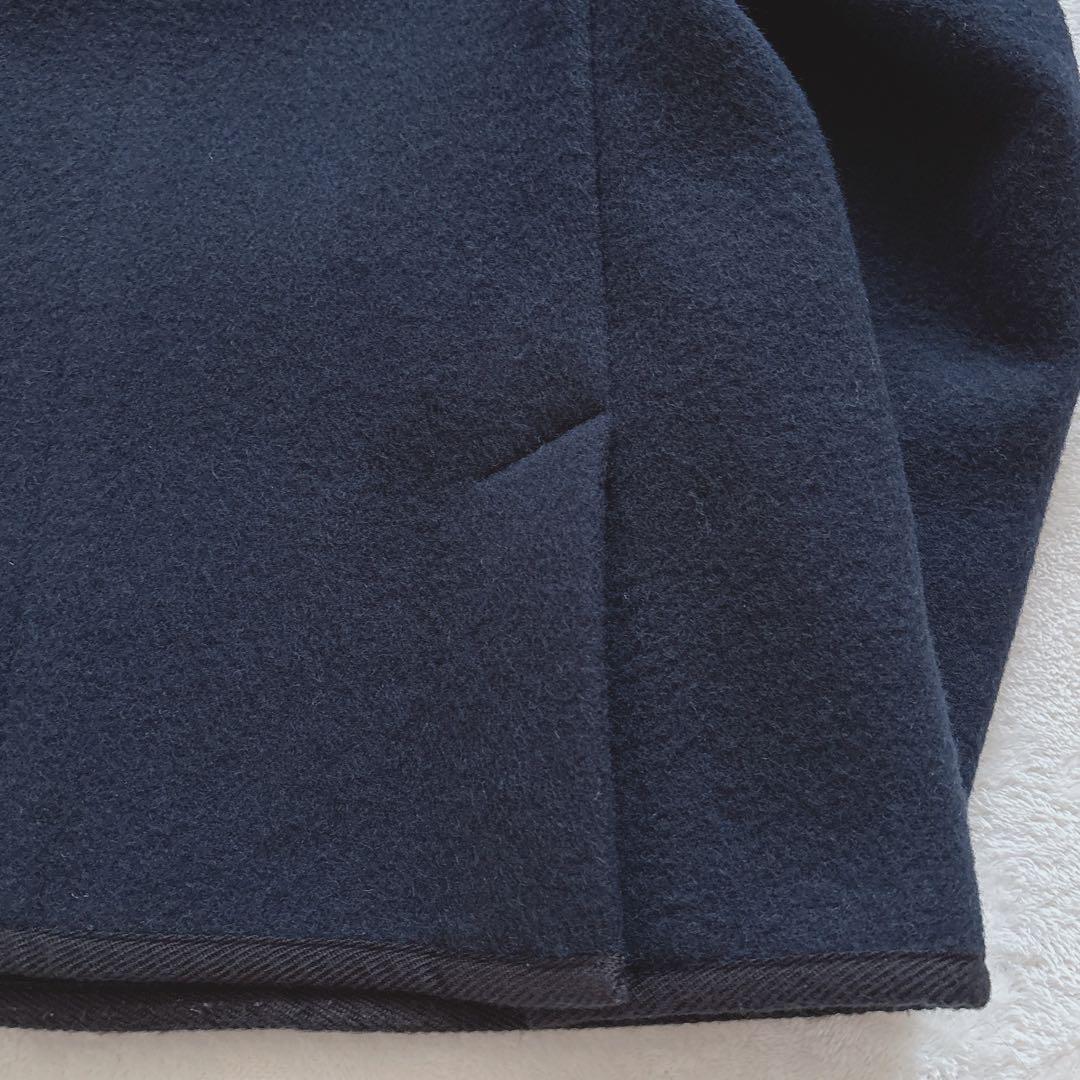 【極美品】DANTON フード付きウールコート くるみボタン 38 ネイビー L